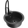 Mexen Diego 1-bowl Granite Sink with Aster Kitchen Tap, Black Speckled - 6512-76-73450-70-B
