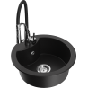 Mexen Diego granite sink 1-bowl with Aster kitchen tap, black - 6512-77-73450-07