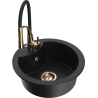 Mexen Diego fregadero de granito de 1 cámara con grifo de cocina Aster, negro - 6512-77-73450-57-G