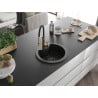 Mexen Diego Granitspüle 1-becken mit Küchenarmatur Aster, schwarz - 6512-77-73450-57-B