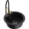 Mexen Diego fregadero de granito de 1 compartimento con grifo de cocina Aster, negro - 6512-77-73450-57-B