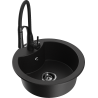 Mexen Diego 1-bowl granite kitchen sink with Aster tap, black - 6512-77-73450-70-B