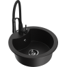 Mexen Diego fregadero de granito de 1 seno con grifo de cocina Aster, negro - 6512-77-73450-70-B