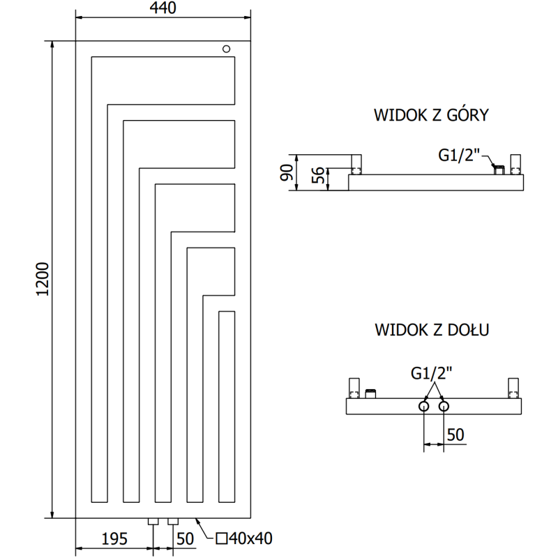 Mexen Alaska radiatore decorativo 1216 x 440 mm, 542 W, bianco - W205-1216-440-00-20