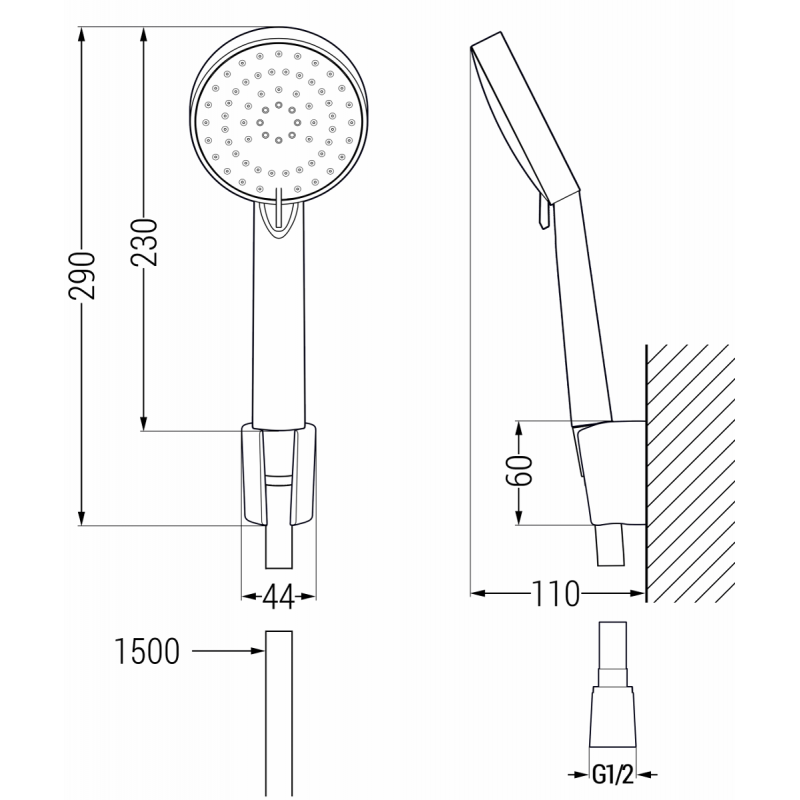 Mexen Kama R75 bateria wannowa z zestawem prysznicowym, czarna - 7253R75-70