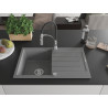 Mexen Bruno fregadero de granito de 1 tazón con escurridor y grifo de cocina Aster, gris - 6513-71-73450-07