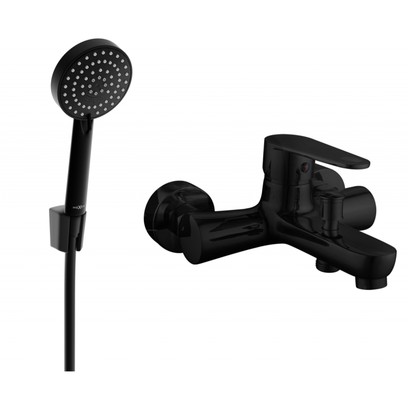 Mexen Kama R75 badkarsblandare med duschset, svart - 7253R75-70