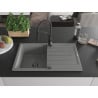 Mexen Bruno single-bowl granite sink with drainer and Aster kitchen tap, grey - 6513-71-73450-70-B