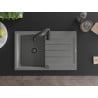 Mexen Bruno single-bowl granite sink with drainer and Aster kitchen tap, grey - 6513-71-73450-70-B