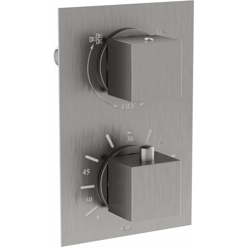 Mexen Cube grifo termostático para bañera y ducha de 2 salidas, grafito - 77502-66