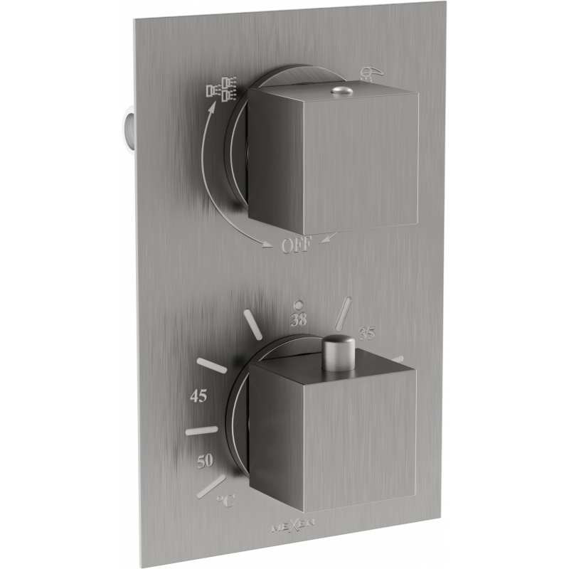 Mexen Cube robinet thermostatique bain-douche 2 sorties, graphite - 77502-66