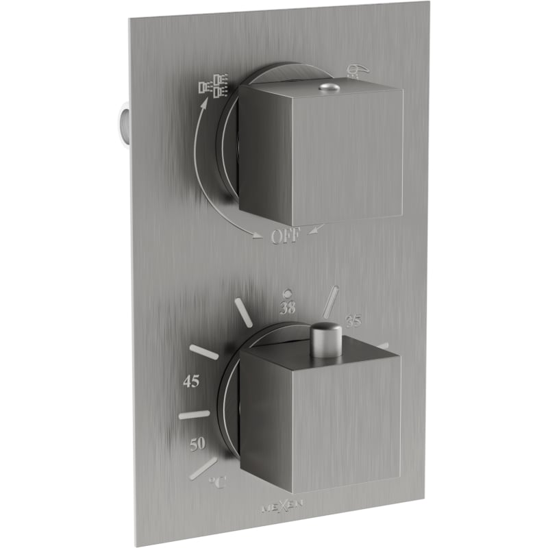 Mexen Cube termostatblandare för badkar och dusch, 2-utgångar, borstad gun gray - 77502-66