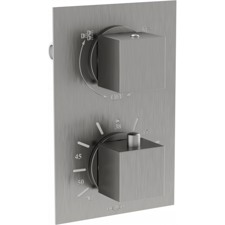 Mexen Cube grifo termostático de bañera-ducha de dos salidas, grafito - 77502-66