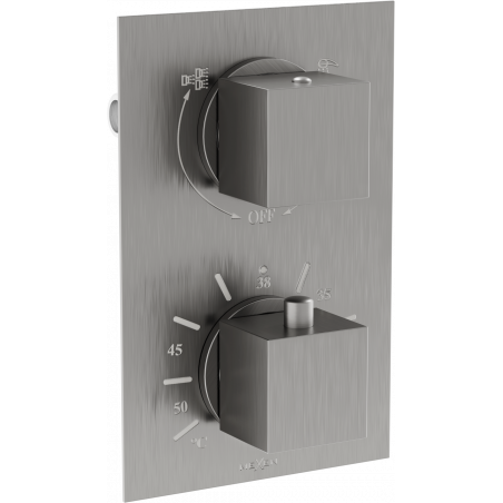 Mexen Cube miscelatore termostatico per vasca-doccia a 2 uscite, grigio canna di fucile spazzolato - 77502-66