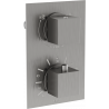 Mexen Cube miscelatore termostatico per vasca-doccia a 2 uscite, grigio canna di fucile spazzolato - 77502-66