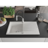Mexen Cesar fregadero de granito de 1 compartimento con escurridor y grifo de cocina Aster, blanco - 6514-20-73450-07