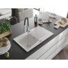 Mexen Cesar fregadero de granito de 1 compartimento con escurridor y grifo de cocina Aster, blanco - 6514-20-73450-07