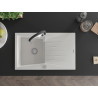 Mexen Cesar fregadero de granito de 1 compartimento con escurridor y grifo de cocina Aster, blanco - 6514-20-73450-07