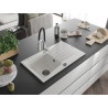 Mexen Cesar fregadero de granito de 1 seno con escurridor y grifo de cocina Aster, blanco - 6514-20-73450-07-B