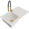 Mexen Cesar fregadero de granito de 1 compartimento con escurridor y grifo de cocina Aster, blanco - 6514-20-73450-57-G