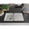 Mexen Cesar 1-bowl granite sink with drainer and Aster kitchen tap, white - 6514-20-73450-70-B
