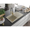 Mexen Cesar fregadero de granito de 1 cuenco con escurridor y grifo de cocina Aster, beige - 6514-69-73450-57-G