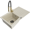 Mexen Cesar 1-Kammern Granitspüle mit Abtropffläche und Küchenarmatur Aster, beige - 6514-69-73450-57-B