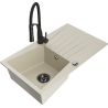 Mexen Cesar lavello in granito 1-vasca con scolapiatti e rubinetto da cucina Aster, beige - 6514-69-73450-70-B