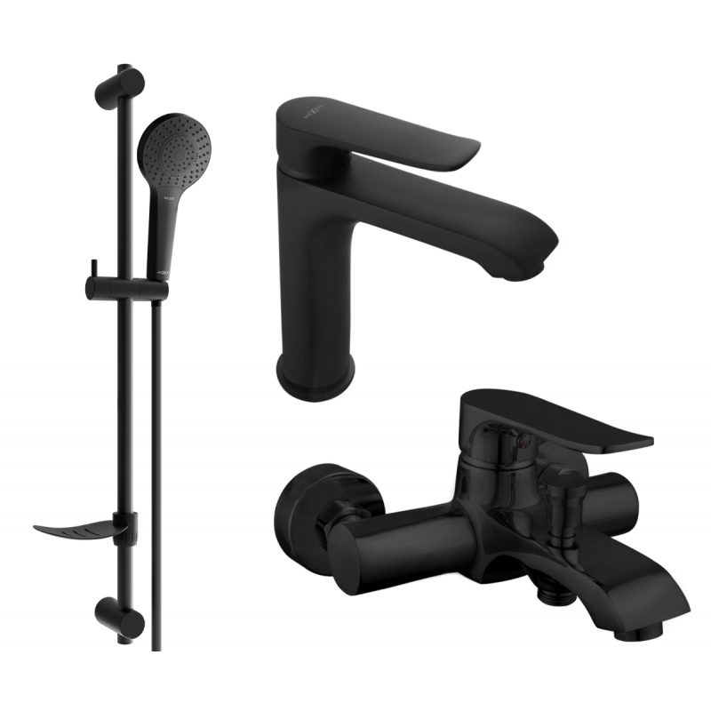 Mexen Pecos DF05 Badewannen-Set, schwarz - 72703DF05-70
