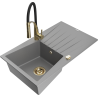 Mexen Cesar fregadero de granito de 1 seno con escurridor y grifo de cocina Aster, gris - 6514-71-73450-57-G