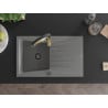 Mexen Cesar 1-Bowl Granite Sink with Drainer and Aster Kitchen Tap, Grey - 6514-71-73450-57-B