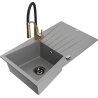 Mexen Cesar fregadero de granito de 1 compartimento con escurridor y grifo de cocina Aster, gris - 6514-71-73450-57-B