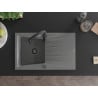 Mexen Cesar granite sink 1-bowl with drainer and Aster kitchen tap, grey - 6514-71-73450-70-B