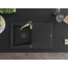Mexen Cesar 1-Becken Granitspüle mit Abtropffläche und Küchenarmatur Aster, schwarz/silber-metallisch - 6514-73-73450-57-B