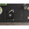 Mexen Cesar lavello in granito a 1 vasca con gocciolatoio e miscelatore da cucina Aster, nero/oro metallizzato
