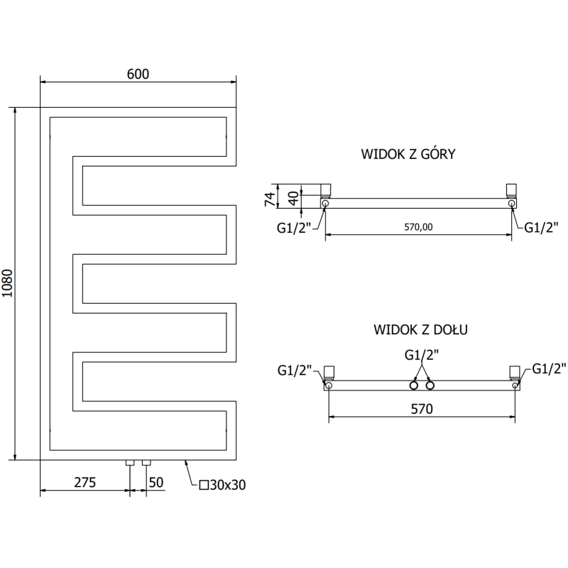 Mexen Floryda koristeellinen lämmitin 1080 x 600 mm, 358 W, valkoinen - W206-1080-600-00-20