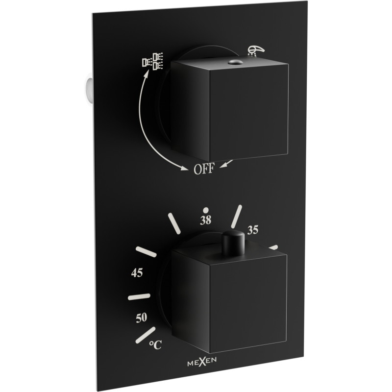 Mexen Cube thermostatic 2-outlet bath-shower faucet, black - 77502-70