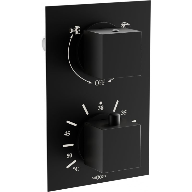 Mexen Cube thermostatische Wannen- und Duscharmatur 2-Wege, schwarz - 77502-70