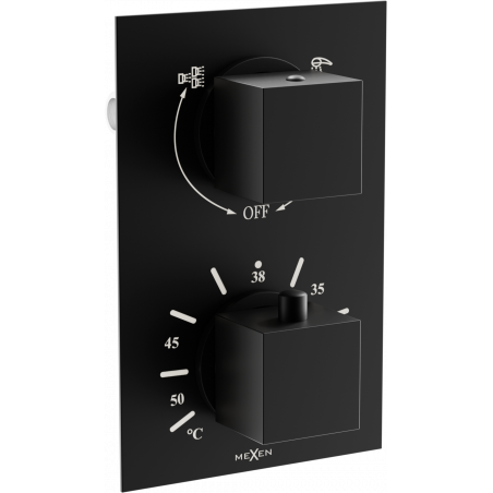 Mitigeur thermostatique baignoire-douche Mexen Cube 2 sorties, noir - 77502-70