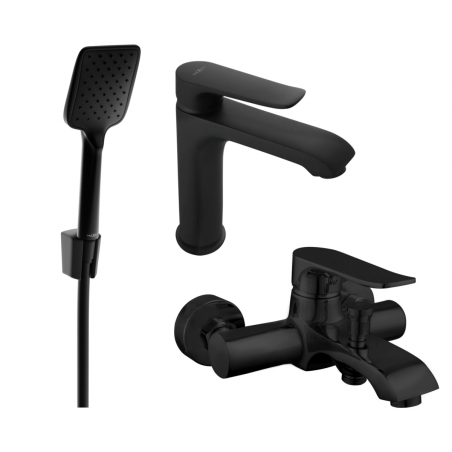 Mexen Pecos R62 Badewannen-Set, schwarz - 72703R62-70