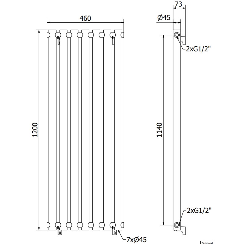 Mexen Texas dekoratiivne radiaator 1200 x 460 mm, 659 W, valge - W203-1200-460-00-20