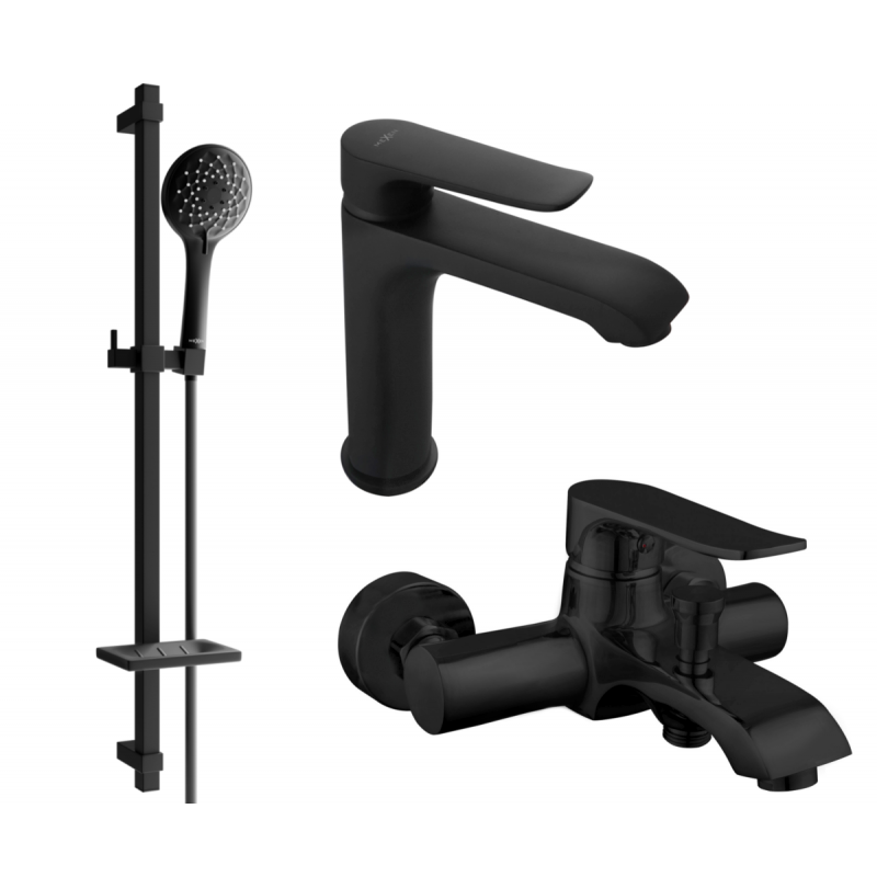 Mexen Pecos DQ40 conjunto de banho, preto - 72703DQ40-70