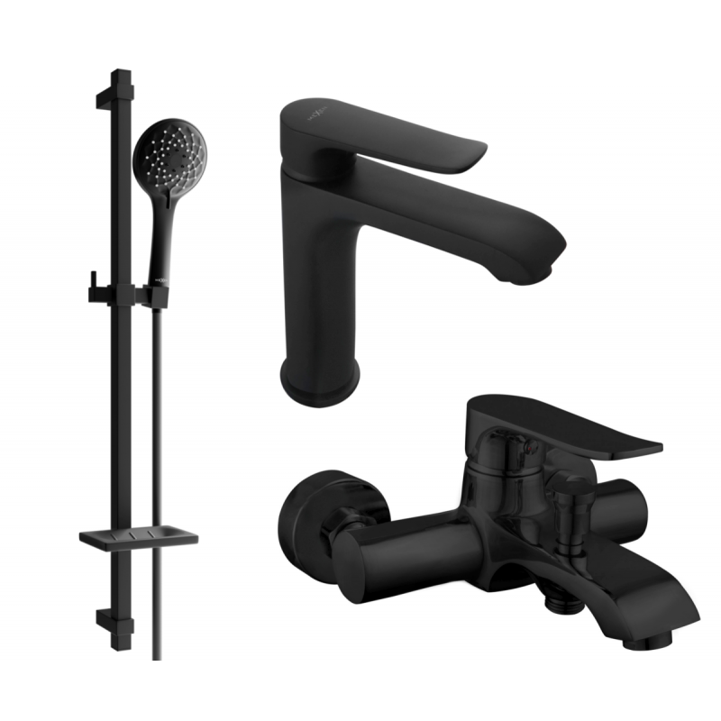 Mexen Pecos DQ40 kylpyhuonesetti, musta - 72703DQ40-70