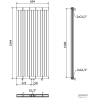 Mexen Waco decoratieve radiator 1544 x 694 mm, 1550 W, zwart - W217-1544-694-00-70