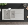 Mexen Andres Granitspüle 1,5-Becken mit Abtropffläche und Küchenarmatur Aster, weiß - 6515-20-73450-02