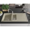Mexen Andres Granitspüle 1,5-Becken mit Abtropffläche und Küchenarmatur Aster, beige - 6515-69-73450-07