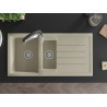 Mexen Andres granit gootsteen 1,5-komorige met afdruiprek en keukenmengkraan Aster, beige - 6515-69-73450-07