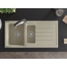 Mexen Andres Granitspüle 1,5-Becken mit Abtropffläche und Küchenarmatur Aster, beige - 6515-69-73450-07