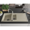 Mexen Andres granit gootsteen 1,5-komorsig met druiprek en keukenkraan Aster, beige - 6515-69-73450-07-B