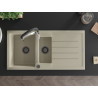 Mexen Andres granit gootsteen 1,5-komorsig met druiprek en keukenkraan Aster, beige - 6515-69-73450-07-B
